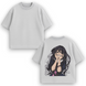 Kaoruko Waguri large embroidery oversize t-shirt, light gray, XS