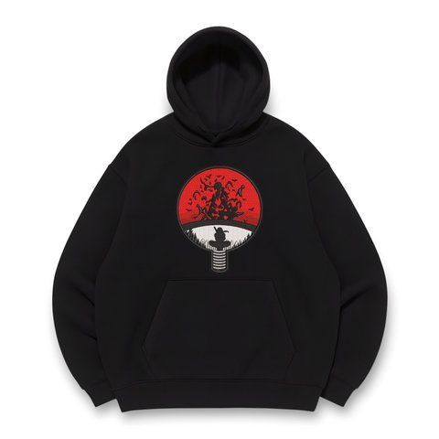 Uchiha clan oversize hoodie, Black, S (warm)