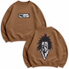 Kenpachi Zaraki large embroidery oversize sweatshirt, Brown, S (warm)