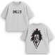 Kenpachi Zaraki large embroidery oversize t-shirt, light gray, XS