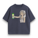 Frieren with beer svitle oversize t-shirt, Dark gray, XS