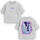Solo Leveling dragon large embroidery oversize t-shirt, light gray, XS