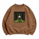 Roronoa Zoro large boxed embroidery oversize sweatshirt, Brown, S (warm)