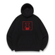 Rengoku red boxed oversize hoodie, Black, S (warm)