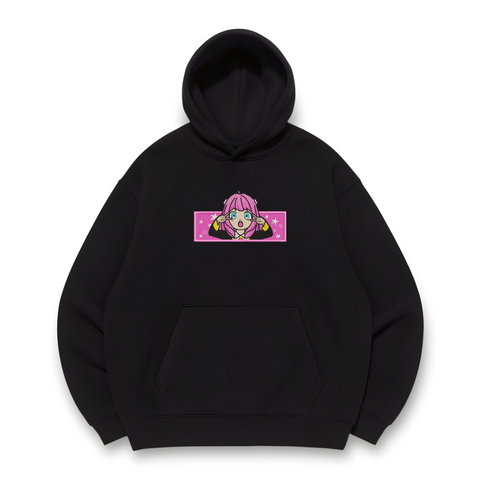 Anya forger boxed v2 oversize hoodie, Black, S (warm)
