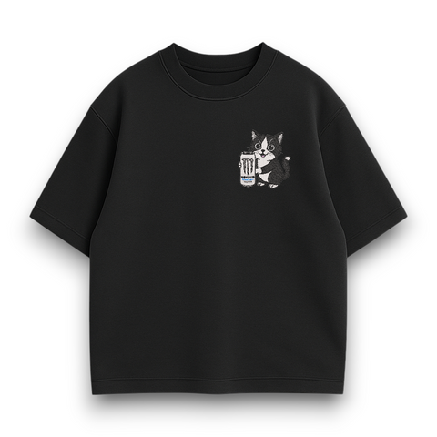 Cat with energy drink white oversize t-shirt 31.262 фото