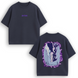 Solo Leveling dragon large embroidery oversize t-shirt, Dark gray, XS