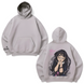 Kaoruko Waguri large embroidery oversize hoodie, light gray, S (not warm)
