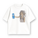 Frieren with beer oversize t-shirt, White, XS