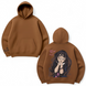 Kaoruko Waguri large embroidery oversize hoodie, Brown, S (warm)