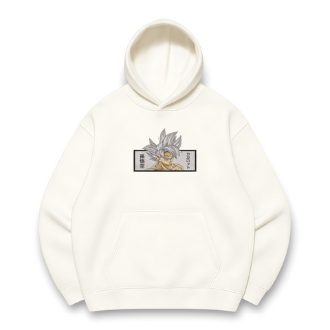 Goku boxed Oversize hoodie, White, S (warm)
