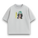 Rebecca Cyberpunk 2 oversize t-shirt, light gray, XS