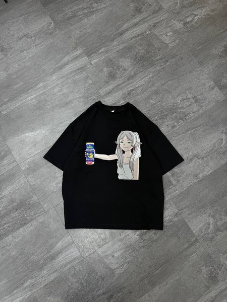 Frieren with beer oversize t-shirt, Black, XS