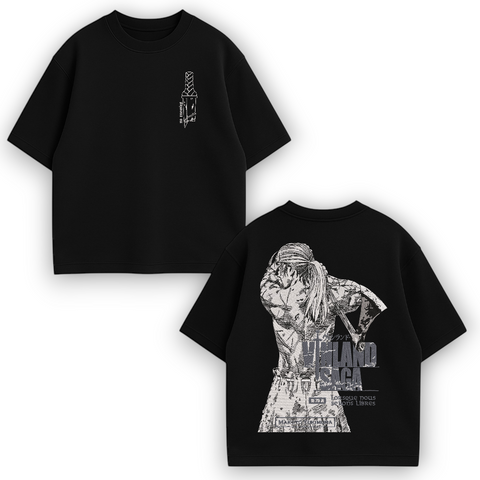 Vinland Saga large embroidery oversize t-shirt, Black, XS