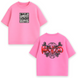 Luffy boxed v2 + logo Luffy large embroidery oversize t-shirt, Pink, XS