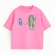 Frieren with beer oversize t-shirt, Pink, XS