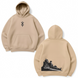 Berserk mountain large embroidery oversize hoodie, Beige, S (warm)