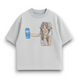 Frieren with beer oversize t-shirt, light gray, XS