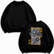 Muichiro Tokito and Obanai large embroidery oversize sweatshirt, Black, S (warm)