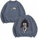 Kenpachi Zaraki large embroidery oversize sweatshirt, Gray, S (warm)