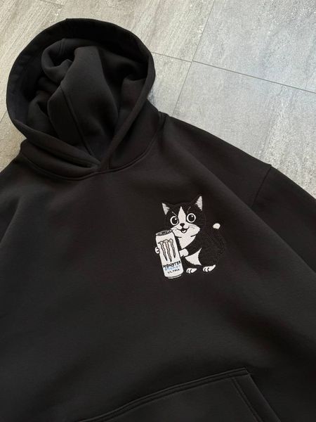 Cat with energy drink white oversize hoodie 30.851.1 фото