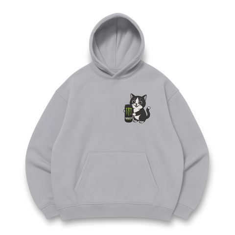 Cat with energy drink BLACK oversize hoodie 30.854.1 фото