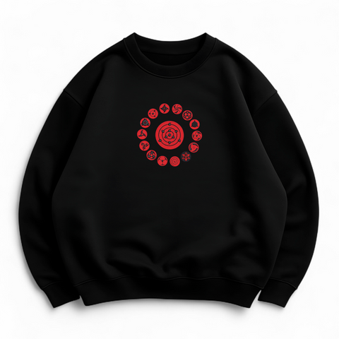 Sharingan oversize sweatshirt, Black, S (warm)