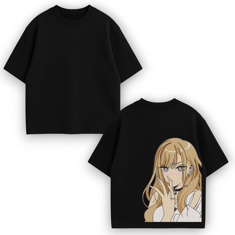 Marin Kitagawa large embroidery oversize t-shirt, Black, XS