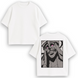 God boxed large embroidery oversize t-shirt, White, XS