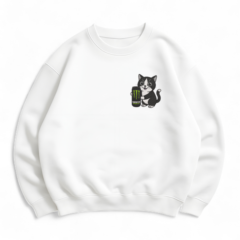 Cat with energy drink black oversize sweatshirt 30.853.1 фото