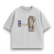 Frieren with beer oversize t-shirt, light gray, XS