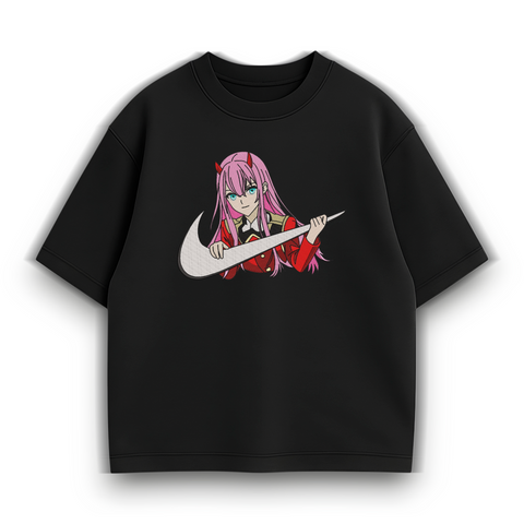 large swoosh Zero Two oversize t-shirt, Black, XS