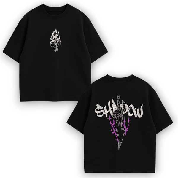 Shadow large embroidery oversize t-shirt, Black, XS