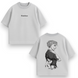 Satoru Gojo large embroidery oversize t-shirt, light gray, XS