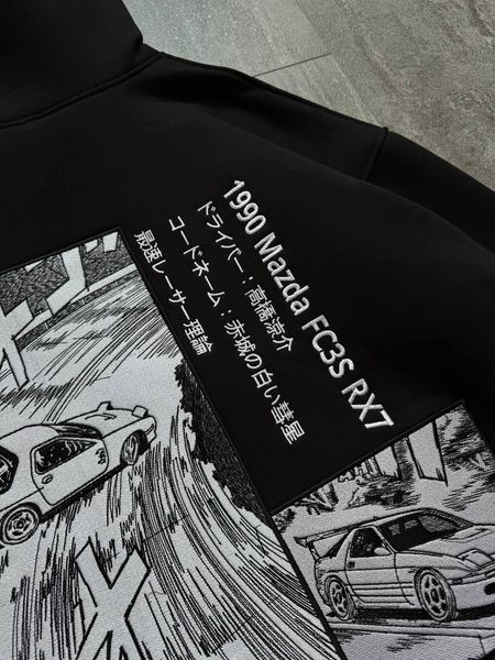 Initial D large embroidery oversize hoodie 31.365 фото