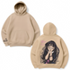 Kaoruko Waguri large embroidery oversize hoodie, Beige, S (warm)