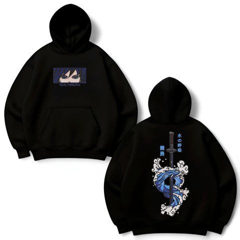 Giyu Tomioka sword large embroidery oversize hoodie 30.282.1 фото
