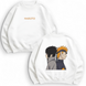 Sasuke and Naruto large embroidery oversize sweatshirt, White, S (warm)