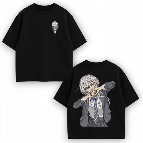 Haimia Senpai large embroidery oversize t-shirt, Black, XS