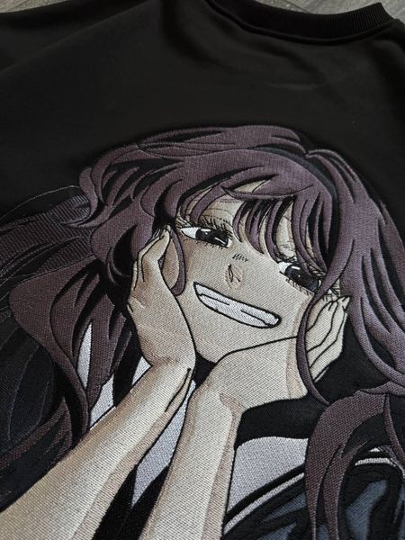 Kaoruko Waguri large embroidery oversize t-shirt, Black, XS