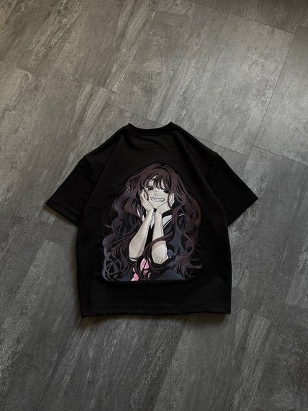 Kaoruko Waguri large embroidery oversize t-shirt, Black, XS