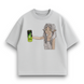 Frieren with energy drink oversize t-shirt, light gray, XS