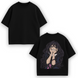 Kaoruko Waguri large embroidery oversize t-shirt, Black, XS