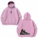 Berserk mountain large embroidery oversize hoodie, light pink, S (not warm)