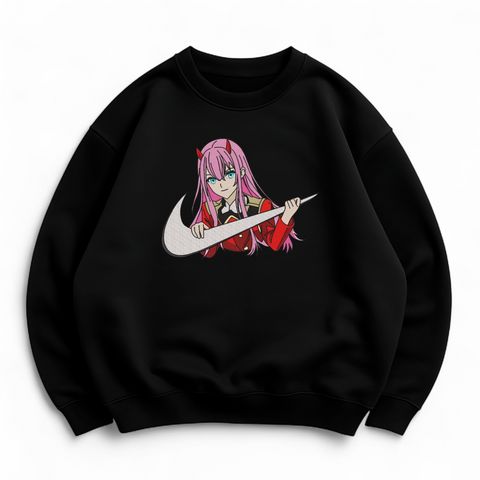 large swoosh Zero Two oversize sweatshirt, Black, S (warm)