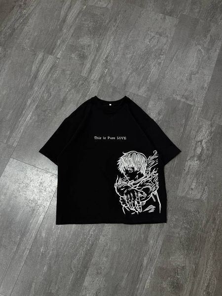 Yuta Okkotsu large embroidery oversize t-shirt, Black, XS