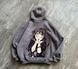Kaoruko Waguri large embroidery oversize hoodie, Gray, S (warm)