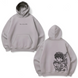 Yuta Okkotsu large embroidery oversize hoodie, light gray, S (not warm)