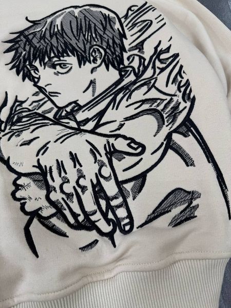 Yuta Okkotsu large embroidery oversize hoodie, Black, S (warm)