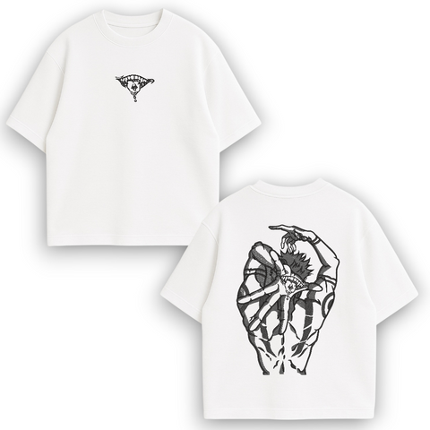 Sukuna large embroidery v4 oversize t-shirt, White, XS